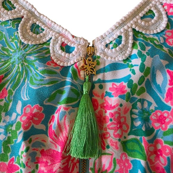 Lilly Pulitzer Ronnie Shift Romper Dress Leaf It Wild Amalfi Blue Size 10 - Picture 9 of 16